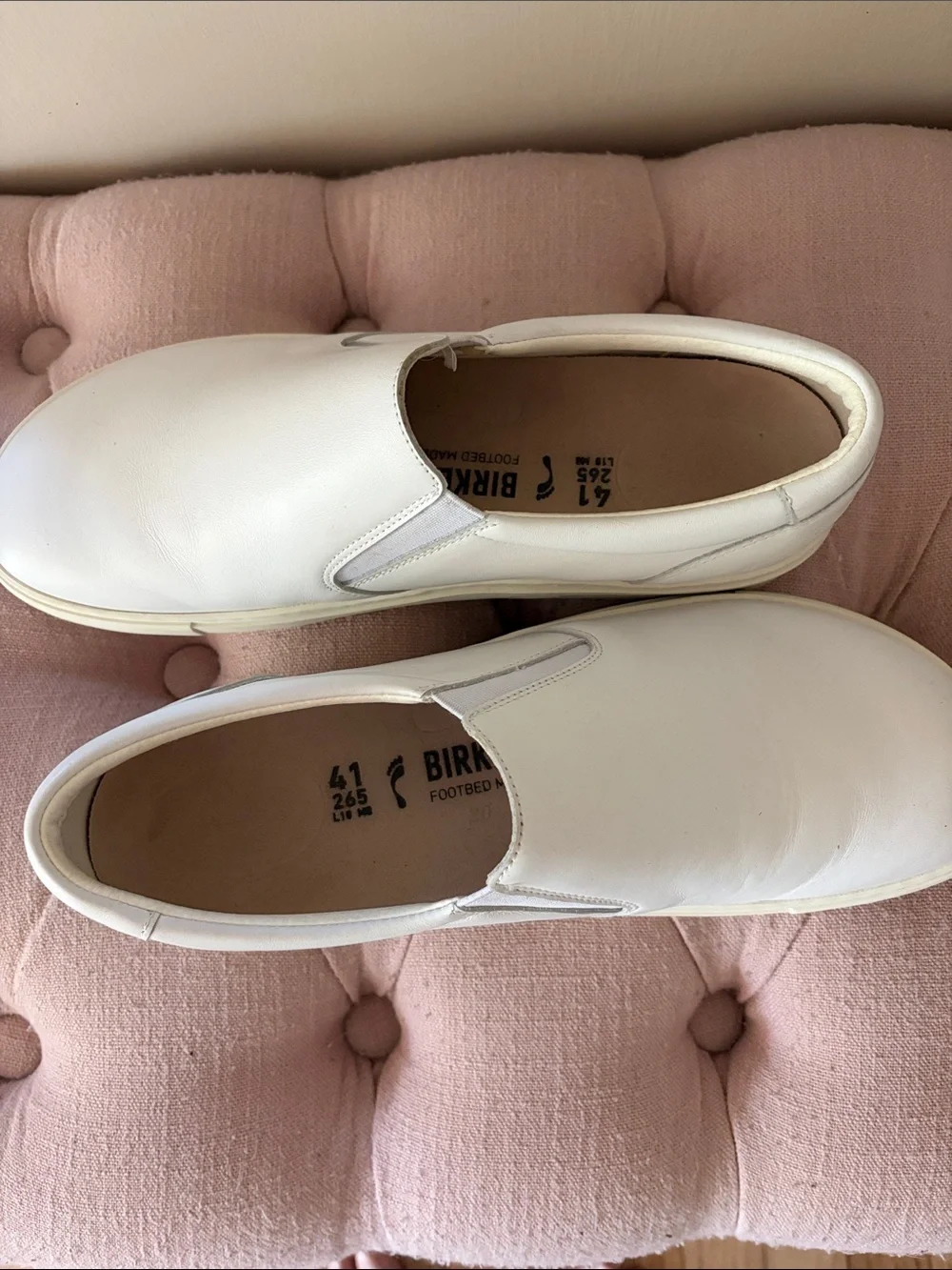 Birkenstock NWOB White Slip-On Leather Casual Sneakers -Sz 41